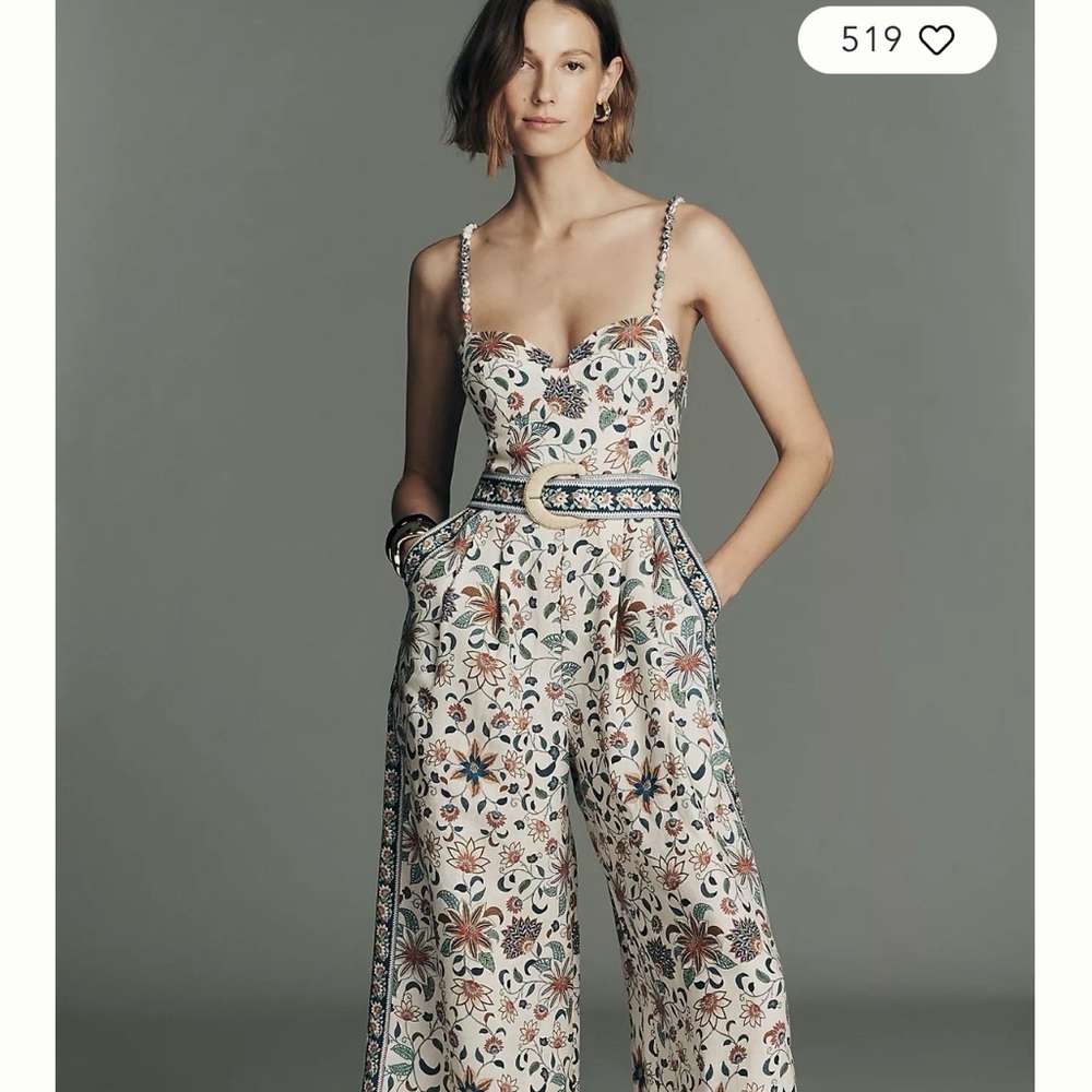 FARM Rio Delhi Sleeveless Sweetheart Linen Jumpsuit